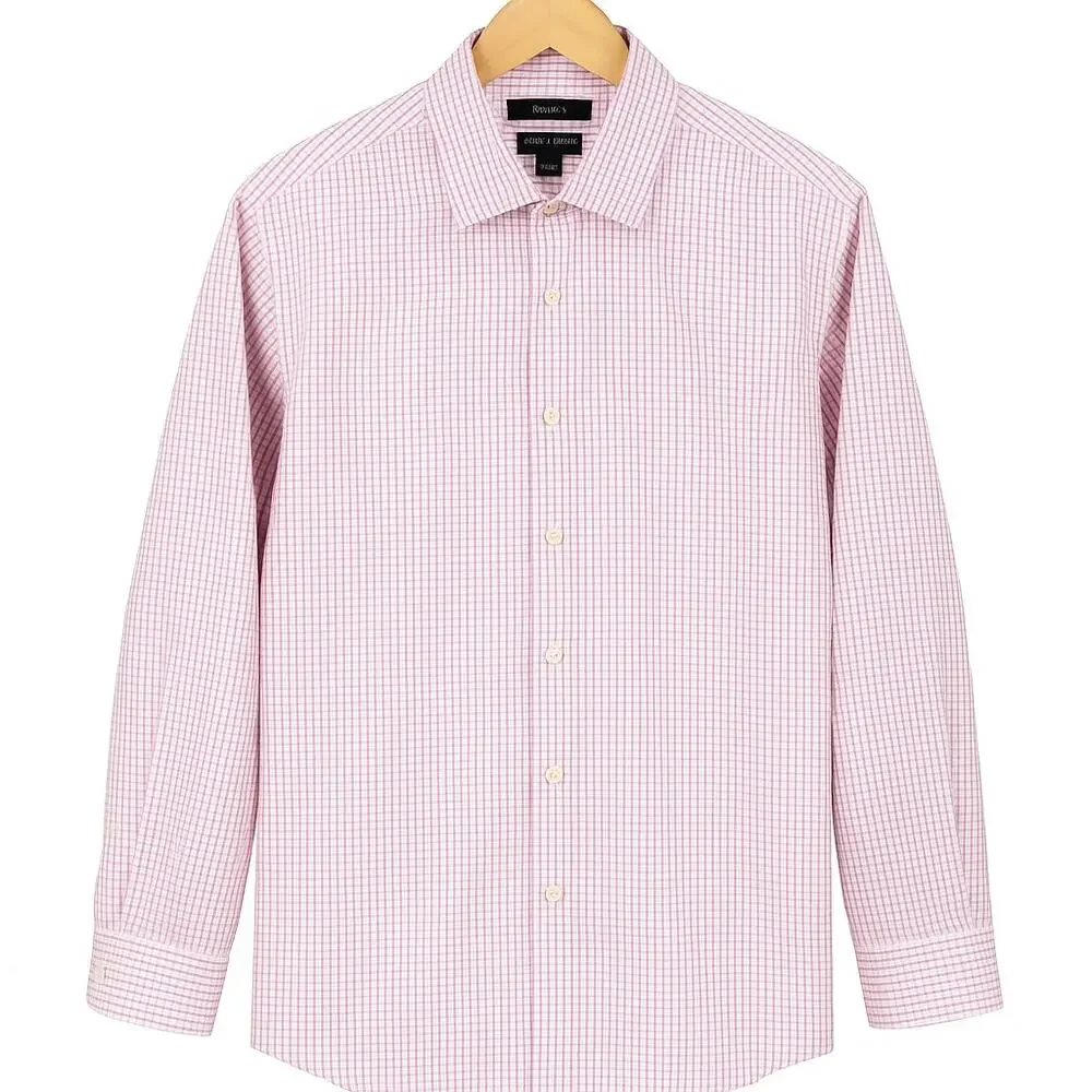 Banana Republic Slim Fit Dress Shirt XXL Pink Check Non Iron 100% Cotton
